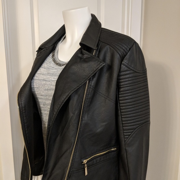 Faux Black Leather Jacket - Picture 4 of 7